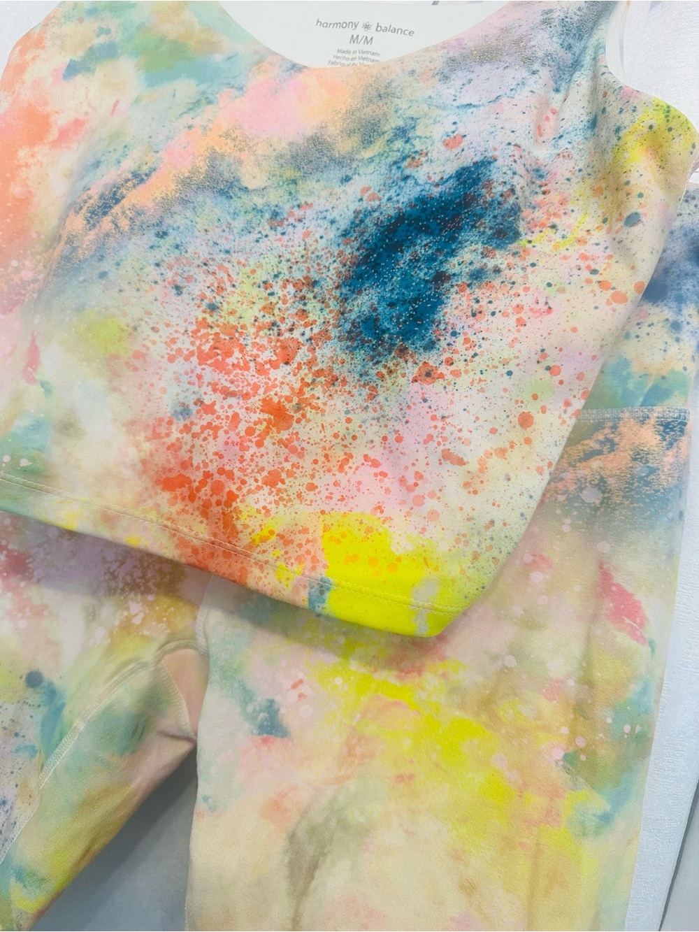 Paint-Splatter Active Crop Tank & Biker Short Set 2 PCS - Picture 6 of 6